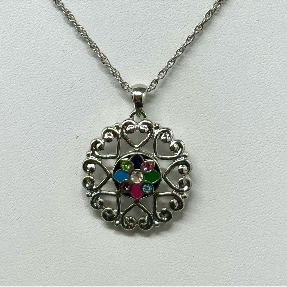 Vintage Joan Rivers Classic Collection Crystal Pendant Silver Tone
